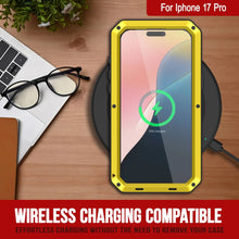 Load image into Gallery viewer, iPhone 17 Pro Metal Case, Heavy Duty Military Grade Armor Cover [shock proof] Full Body Hard [Yellow]
