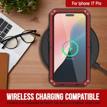Load image into Gallery viewer, iPhone 17 Pro Metal Case, Heavy Duty Military Grade Armor Cover [shock proof] Full Body Hard [Red]
