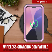 Load image into Gallery viewer, iPhone 17 Metal Case, Heavy Duty Military Grade Armor Cover [shock proof] Full Body Hard [Pink]
