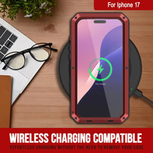Load image into Gallery viewer, iPhone 17 Metal Case, Heavy Duty Military Grade Armor Cover [shock proof] Full Body Hard [Red]
