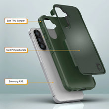 Load image into Gallery viewer, PunkCase Galaxy A36 Case, [Spartan 2.0 Series] Clear Rugged Heavy Duty Cover [Dark Green]
