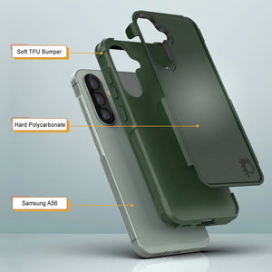 PunkCase Galaxy A56 Case, [Spartan 2.0 Series] Clear Rugged Heavy Duty Cover [Dark Green]