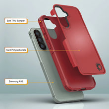 Load image into Gallery viewer, PunkCase Galaxy A56 Case, [Spartan 2.0 Series] Clear Rugged Heavy Duty Cover [Red]
