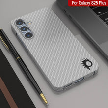 Load image into Gallery viewer, Punkcase Galaxy S25 Plus Carbon Fiber Case [AramidShield Series] Ultra Slim &amp; Light Kevlar [White]
