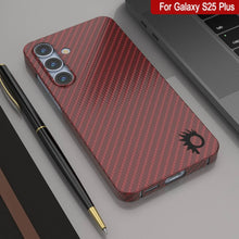 Load image into Gallery viewer, Punkcase Galaxy S25 Plus Carbon Fiber Case [AramidShield Series] Ultra Slim &amp; Light Kevlar [Red]
