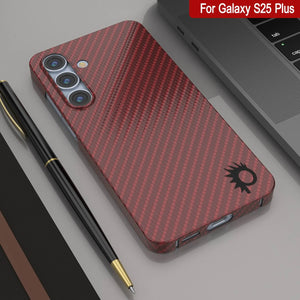 Punkcase Galaxy S25 Plus Carbon Fiber Case [AramidShield Series] Ultra Slim & Light Kevlar [Red]