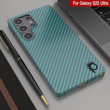 Load image into Gallery viewer, Punkcase Galaxy S25 Ultra Carbon Fiber Case [AramidShield Series] Ultra Slim &amp; Light Kevlar [Teal]
