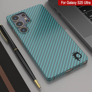 Punkcase Galaxy S25 Ultra Carbon Fiber Case [AramidShield Series] Ultra Slim & Light Kevlar [Teal]
