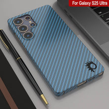 Load image into Gallery viewer, Punkcase Galaxy S25 Ultra Carbon Fiber Case [AramidShield Series] Ultra Slim &amp; Light Kevlar [Blue]
