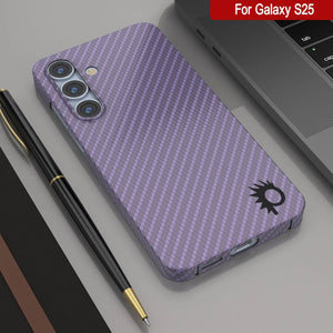 Punkcase Galaxy S25 Carbon Fiber Case [AramidShield Series] Ultra Slim & Light Kevlar [Lilac]