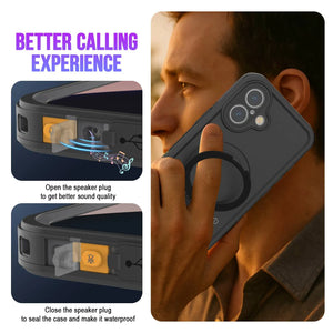 iPhone 17 Waterproof Case [Kickstud 2.0 Series] Protective IP68 Cover W/Screen Protector & Kickstand [Black]