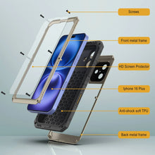 Load image into Gallery viewer, iPhone 16 Plus Metal Extreme 3.0 Series Aluminum Waterproof Case IP68 W/Buillt in Screen Protector &amp; Kickstand [Gold]
