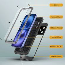 Load image into Gallery viewer, iPhone 16 Plus Metal Extreme 3.0 Series Aluminum Waterproof Case IP68 W/Buillt in Screen Protector &amp; Kickstand [Silver]
