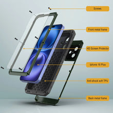 Load image into Gallery viewer, iPhone 16 Plus Metal Extreme 3.0 Series Aluminum Waterproof Case IP68 W/Buillt in Screen Protector &amp; Kickstand [Dark Green]
