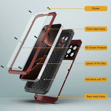 Load image into Gallery viewer, iPhone 16 Pro Max Metal Extreme 3.0 Series Aluminum Waterproof Case IP68 W/Buillt in Screen Protector &amp; Kickstand [Red]
