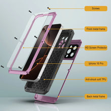 Load image into Gallery viewer, iPhone 16 Pro Metal Extreme 3.0 Series Aluminum Waterproof Case IP68 W/Buillt in Screen Protector &amp; Kickstand [Pink]
