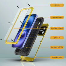 Load image into Gallery viewer, iPhone 16 Metal Extreme 3.0 Series Aluminum Waterproof Case IP68 W/Buillt in Screen Protector &amp; Kickstand [Yellow]
