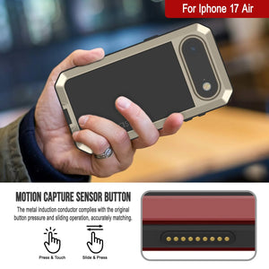 iPhone 17 Air Metal Case, Heavy Duty Military Grade Armor Cover [shock proof] Full Body Hard [Gold]