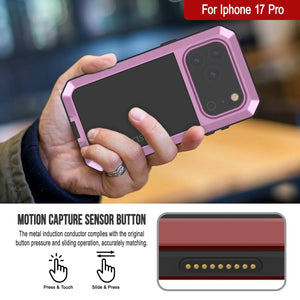 iPhone 17 Pro Metal Case, Heavy Duty Military Grade Armor Cover [shock proof] Full Body Hard [Pink]