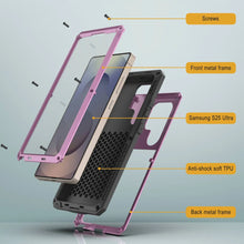 Load image into Gallery viewer, Galaxy S25 Ultra Metal Case, Heavy Duty Military Grade Armor Cover [shock proof] Full Body Hard [Pink]
