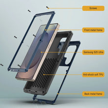 Load image into Gallery viewer, Galaxy S25 Ultra Metal Case, Heavy Duty Military Grade Armor Cover [shock proof] Full Body Hard [Blue]
