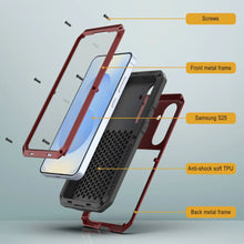 Load image into Gallery viewer, Galaxy S25 Metal Case, Heavy Duty Military Grade Armor Cover [shock proof] Full Body Hard [Red]
