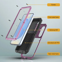 Load image into Gallery viewer, Galaxy S25 Metal Case, Heavy Duty Military Grade Armor Cover [shock proof] Full Body Hard [Pink]
