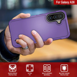 PunkCase Galaxy A36 Case, [Spartan 2.0 Series] Clear Rugged Heavy Duty Cover [Purple]