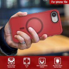 Load image into Gallery viewer, PunkCase iPhone 16e Case, [Spartan 2.0 Series] Clear Rugged Heavy Duty Cover W/Built in Screen Protector [red]
