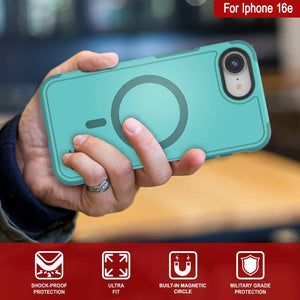 PunkCase iPhone 16e Case, [Spartan 2.0 Series] Clear Rugged Heavy Duty Cover W/Built in Screen Protector [Blue]