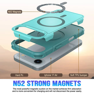PunkCase iPhone 17 Air Case, [Spartan 2.0 Series] Clear Rugged Heavy Duty Cover W/Built in Screen Protector [Blue]