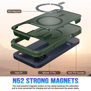 PunkCase iPhone 17 Pro Case, [Spartan 2.0 Series] Clear Rugged Heavy Duty Cover W/Built in Screen Protector [dark green]