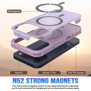 PunkCase iPhone 17 Pro Case, [Spartan 2.0 Series] Clear Rugged Heavy Duty Cover W/Built in Screen Protector [lilac]