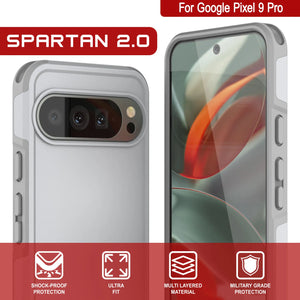PunkCase Google Pixel 9 Pro Case, [Spartan 2.0 Series] Clear Rugged Heavy Duty Cover W/Built in Screen Protector [White]