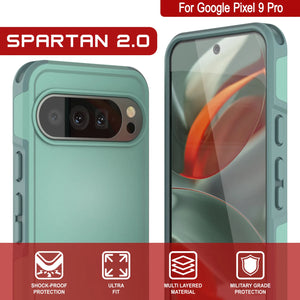PunkCase Google Pixel 9 Pro Case, [Spartan 2.0 Series] Clear Rugged Heavy Duty Cover W/Built in Screen Protector [Teal]