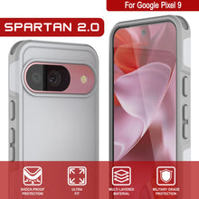 Load image into Gallery viewer, PunkCase Google Pixel 9 Case, [Spartan 2.0 Series] Clear Rugged Heavy Duty Cover W/Built in Screen Protector [White]
