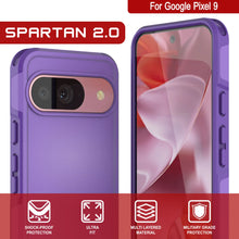 Load image into Gallery viewer, PunkCase Google Pixel 9 Case, [Spartan 2.0 Series] Clear Rugged Heavy Duty Cover W/Built in Screen Protector [Purple]
