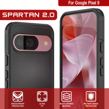 Load image into Gallery viewer, PunkCase Google Pixel 9 Case, [Spartan 2.0 Series] Clear Rugged Heavy Duty Cover W/Built in Screen Protector [Black]
