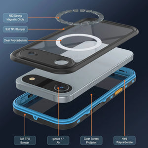 iPhone 17 Air Waterproof IP68 Case, Punkcase [Light blue] [StudStar Series] [Slim Fit] [Dirtproof]