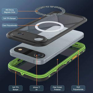 iPhone 17 Air Waterproof IP68 Case, Punkcase [Light green] [StudStar Series] [Slim Fit] [Dirtproof]