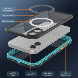 iPhone 17 Waterproof IP68 Case, Punkcase [Teal] [StudStar Series] [Slim Fit]