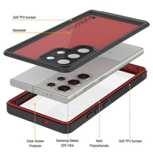 Load image into Gallery viewer, Galaxy S25 Ultra Waterproof Case PunkCase StudStar Red Thin 6.6ft Underwater IP68 Shock/Snow Proof
