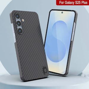 Punkcase Galaxy S25 Plus Carbon Fiber Case [AramidShield Series] Ultra Slim & Light Kevlar [Black]