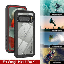 Load image into Gallery viewer, Google Pixel 9 Pro XL Waterproof Case, Punkcase [Extreme Series] Armor Cover W/ Built In Screen Protector [Red]
