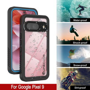 Google Pixel 9  Waterproof Case, Punkcase [Extreme Series] Armor Cover W/ Built In Screen Protector [Light Blue]