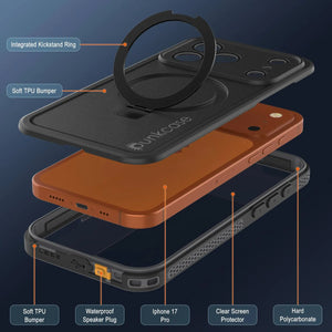iPhone 17 pro Waterproof Case [Kickstud 2.0 Series] Protective IP68 Cover W/Screen Protector & Kickstand [Grey]