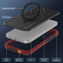 Load image into Gallery viewer, iPhone 17 Waterproof Case [Kickstud 2.0 Series] Protective IP68 Cover W/Screen Protector &amp; Kickstand [Red]
