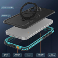Load image into Gallery viewer, iPhone 17 Waterproof Case [Kickstud 2.0 Series] Protective IP68 Cover W/Screen Protector &amp; Kickstand [Teal]
