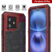 Load image into Gallery viewer, iPhone 16 Plus Metal Extreme 3.0 Series Aluminum Waterproof Case IP68 W/Buillt in Screen Protector &amp; Kickstand [Red]
