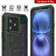 Load image into Gallery viewer, iPhone 16 Plus Metal Extreme 3.0 Series Aluminum Waterproof Case IP68 W/Buillt in Screen Protector &amp; Kickstand [Dark Green]

